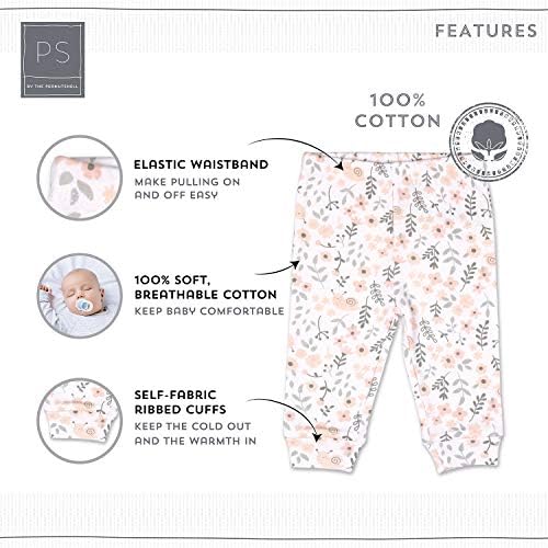 מכנסי התינוקת של בוטנים סט | 5 חבילות בגדלים של יילוד עד 24 חודשים | פרחוני, ורוד, לבן, כוכבים